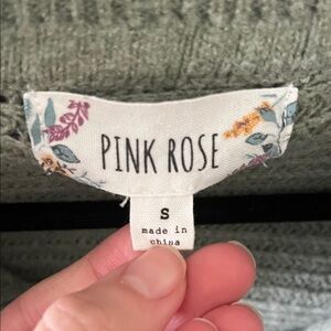 Pink Rose Olive Knit Top